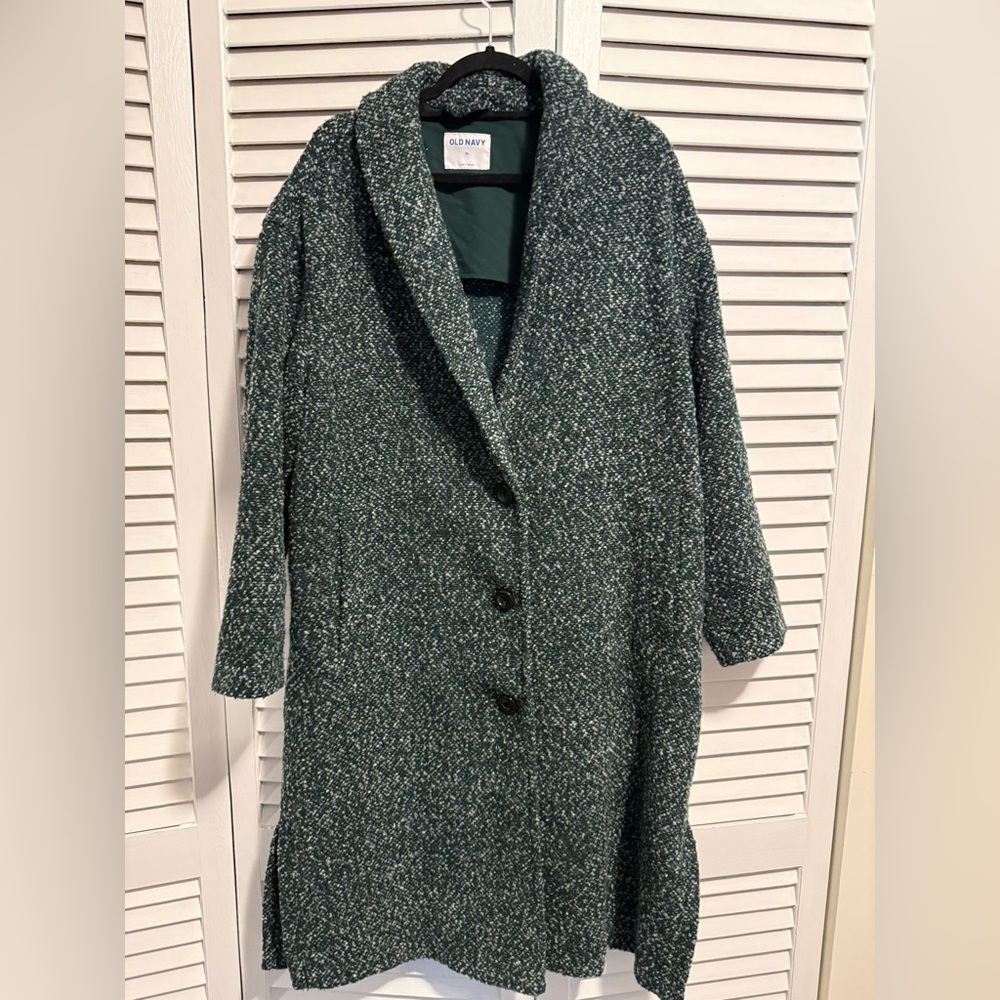 Old Navy Green Tweed Coat
